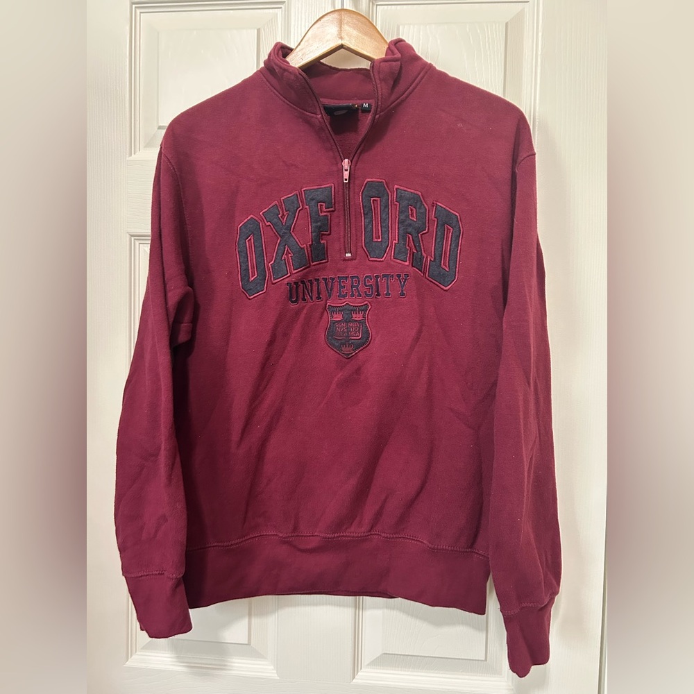 vintage 90s oxford university sweatshirt Crewneck Men’s Burgundy S 1/4 Zip